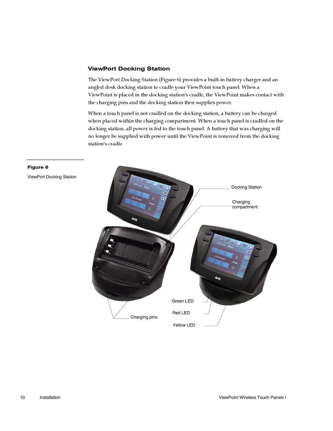 AMX Wireless Touch Panels (Wave Server) instruction manual ViewPort Docking Station 