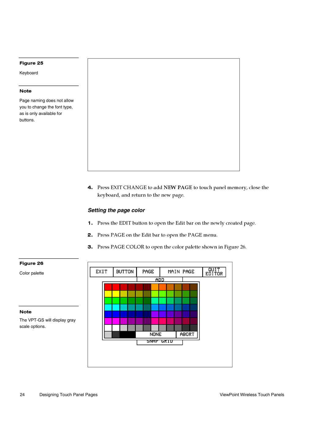 AMX Wireless Touch Panels (Wave Server) instruction manual Setting the page color 