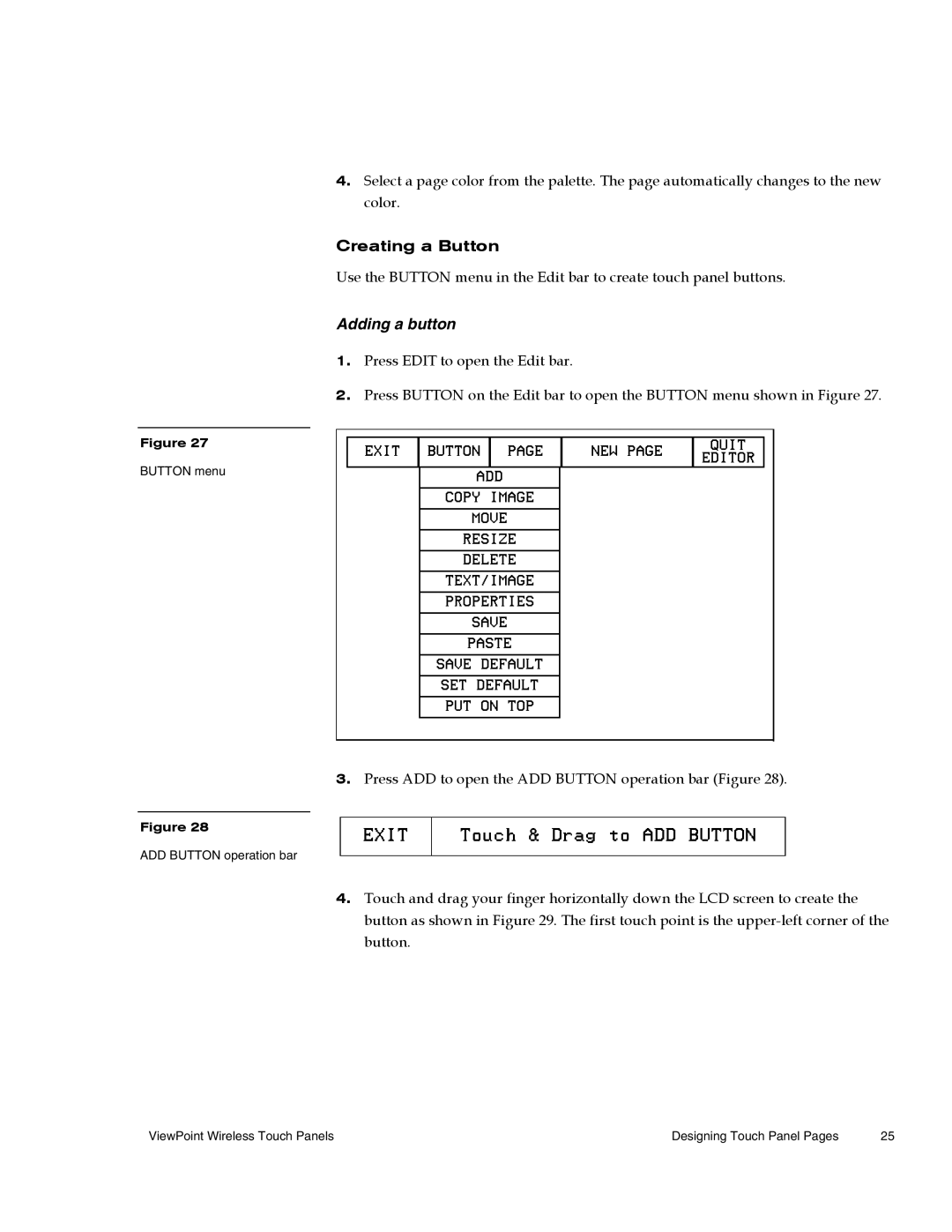 AMX Wireless Touch Panels (Wave Server) instruction manual Creating a Button, Adding a button 