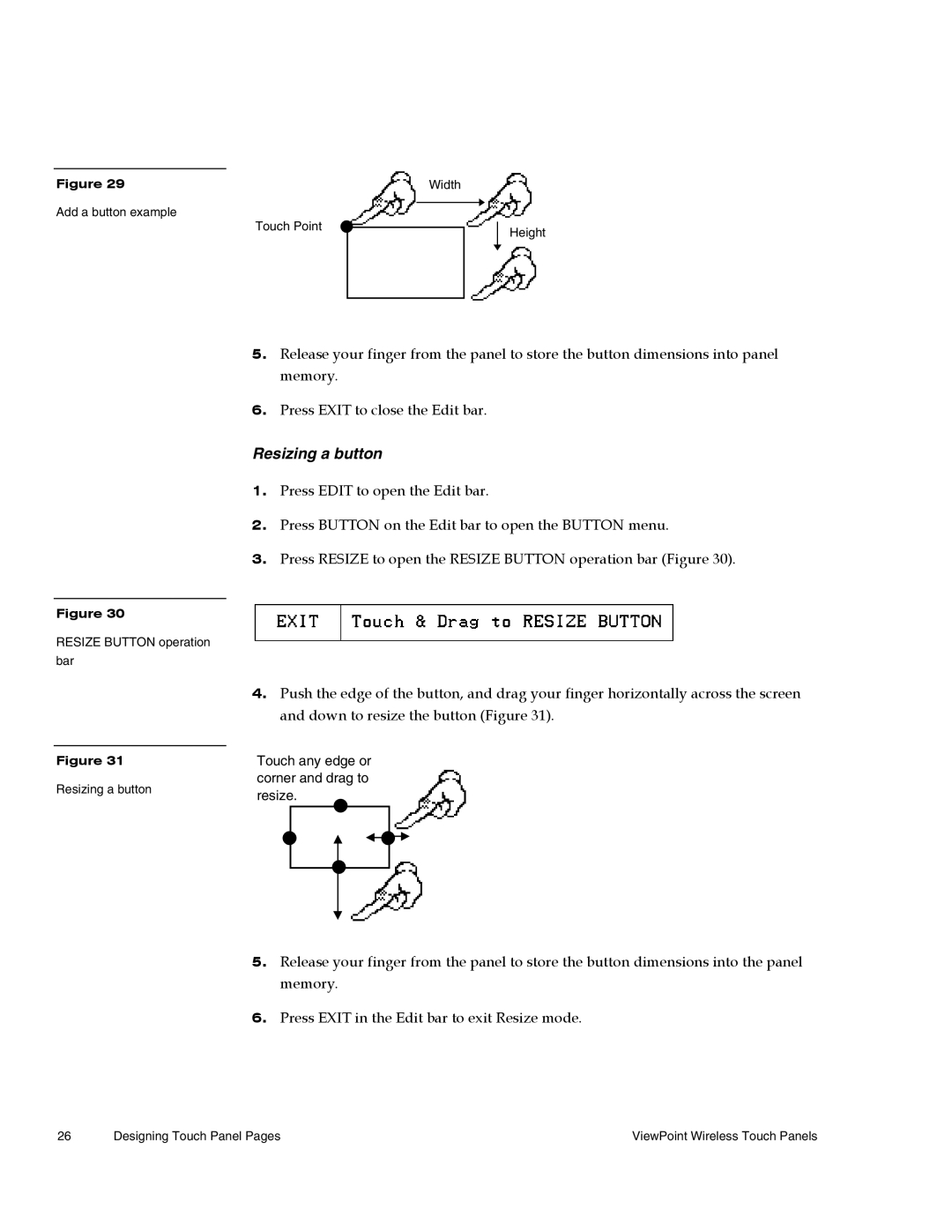 AMX Wireless Touch Panels (Wave Server) instruction manual Resizing a button 