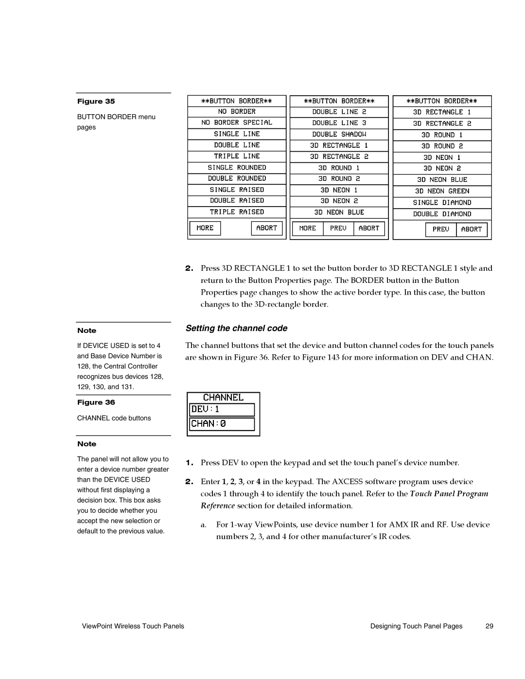 AMX Wireless Touch Panels (Wave Server) instruction manual Setting the channel code 