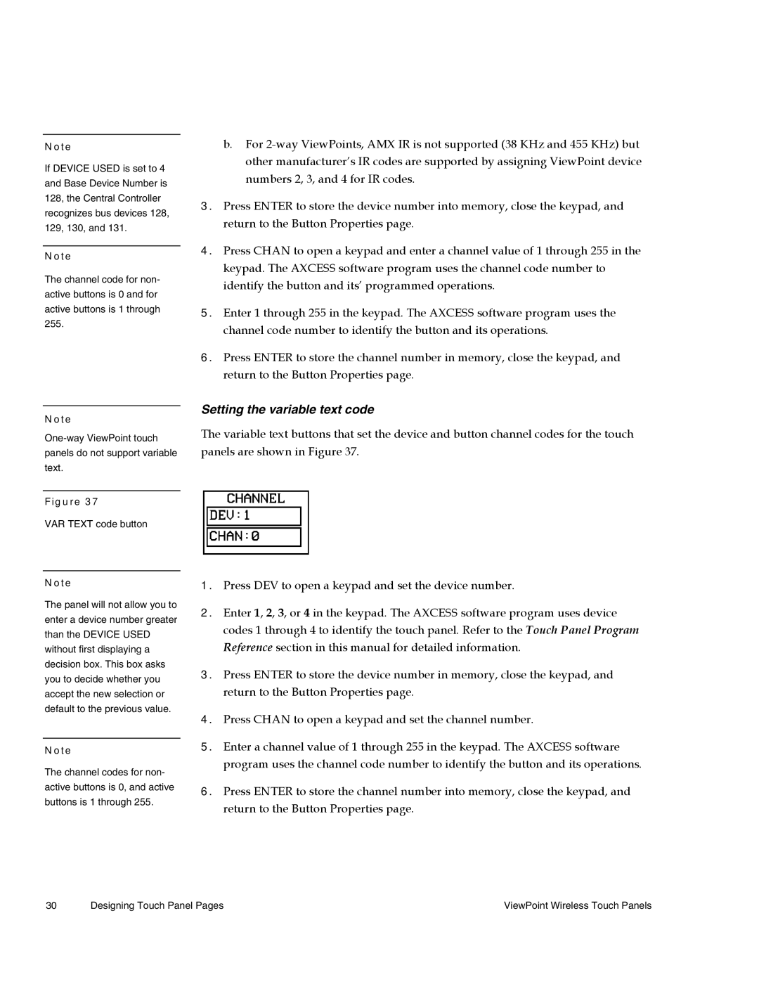 AMX Wireless Touch Panels (Wave Server) instruction manual Setting the variable text code 