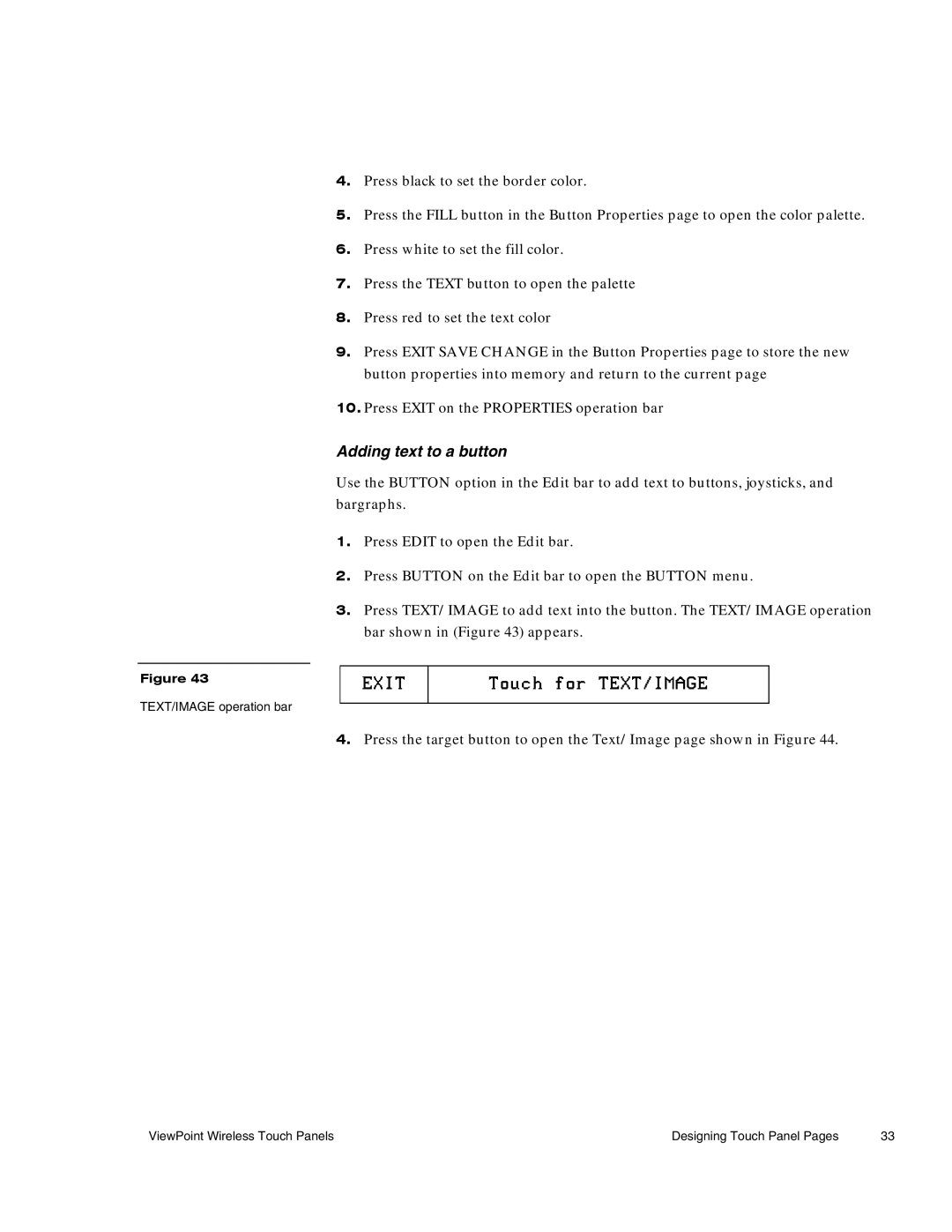 AMX Wireless Touch Panels (Wave Server) instruction manual Adding text to a button 