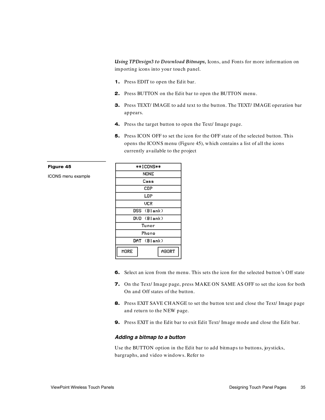 AMX Wireless Touch Panels (Wave Server) instruction manual Adding a bitmap to a button 