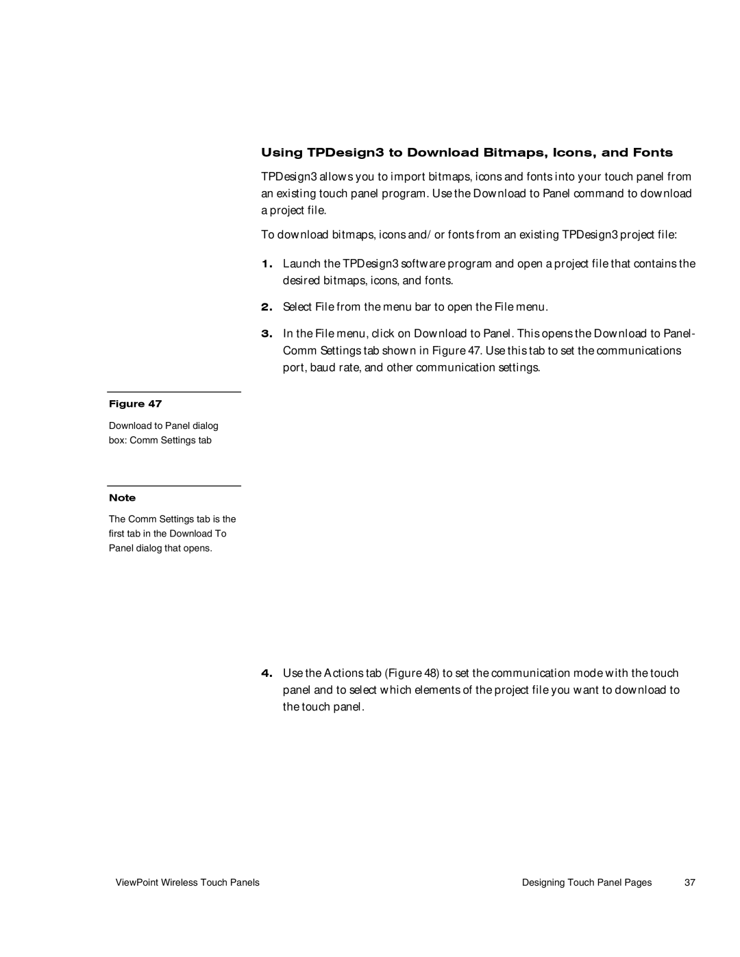 AMX Wireless Touch Panels (Wave Server) instruction manual Using TPDesign3 to Download Bitmaps, Icons, and Fonts 