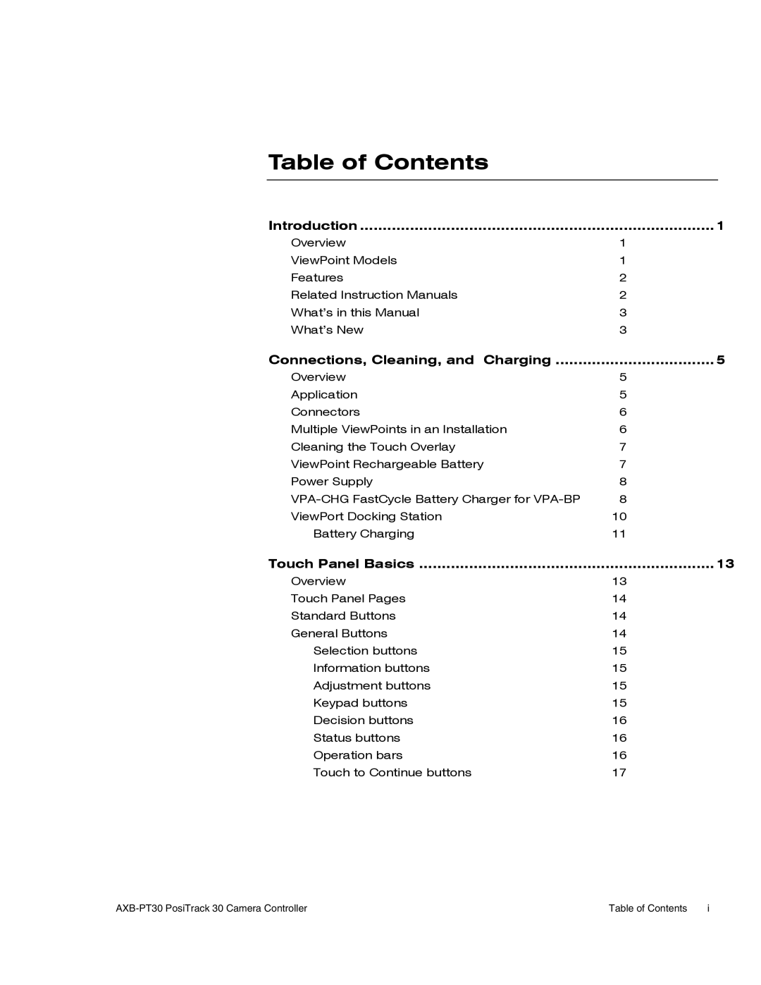 AMX Wireless Touch Panels (Wave Server) instruction manual Table of Contents 