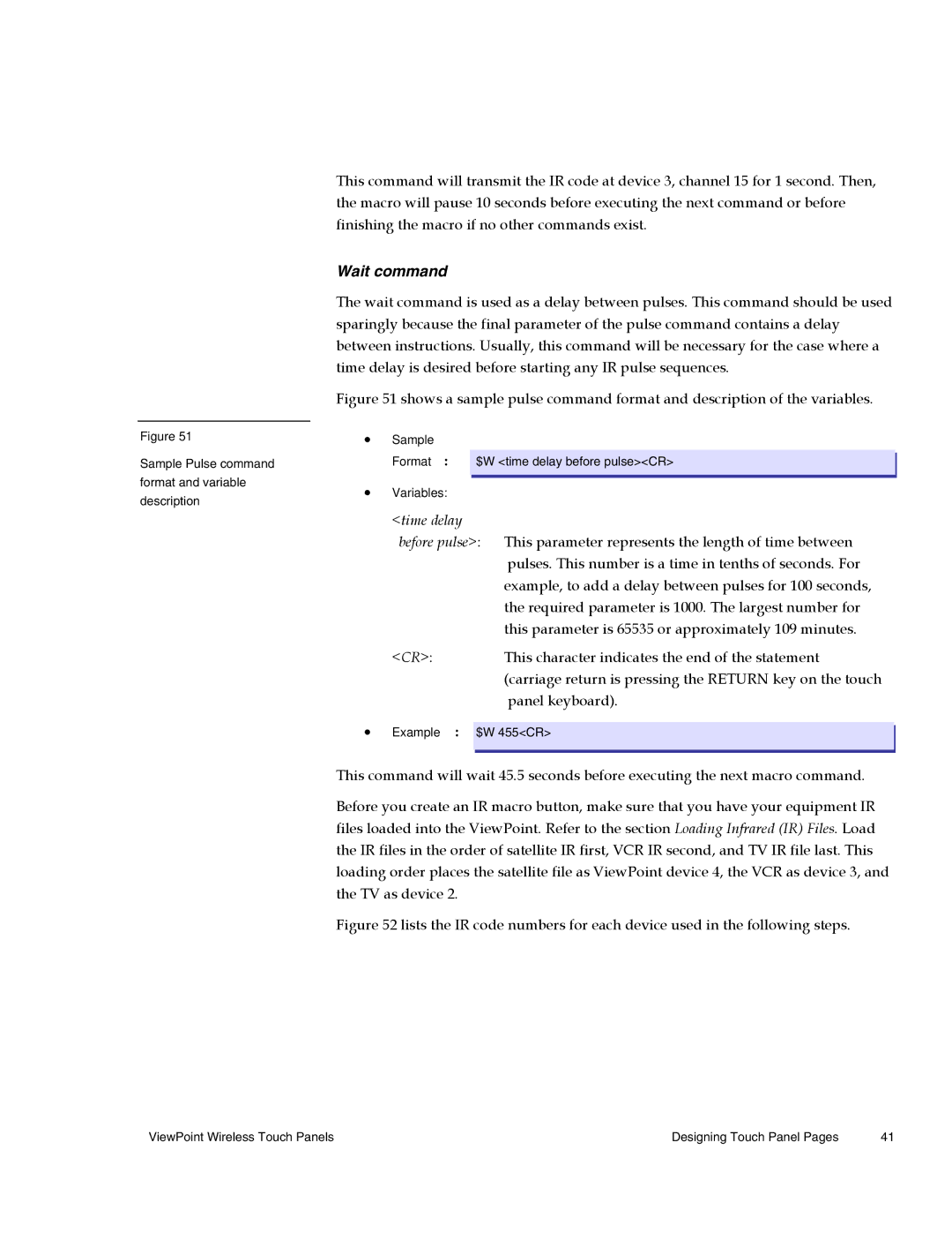 AMX Wireless Touch Panels (Wave Server) instruction manual Wait command 