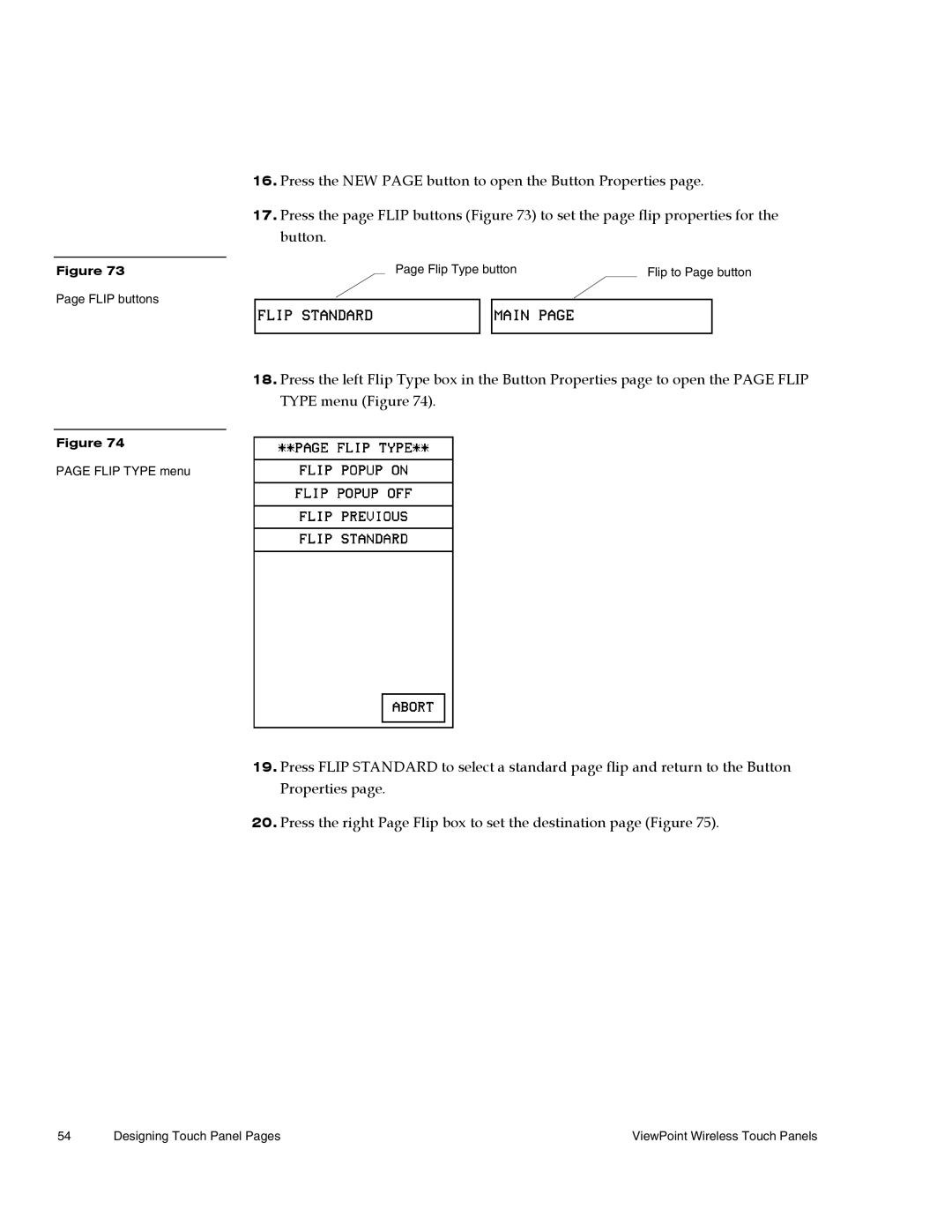 AMX Wireless Touch Panels (Wave Server) instruction manual Flip Type button Flip to Page button Flip buttons 