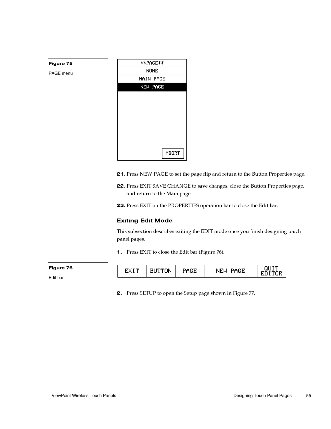 AMX Wireless Touch Panels (Wave Server) instruction manual Exiting Edit Mode 