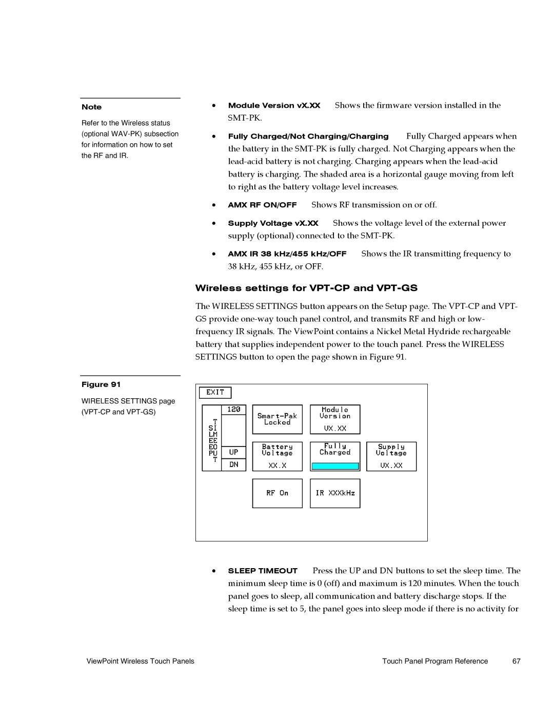 AMX Wireless Touch Panels (Wave Server) instruction manual Wireless settings for VPT-CP and VPT-GS 