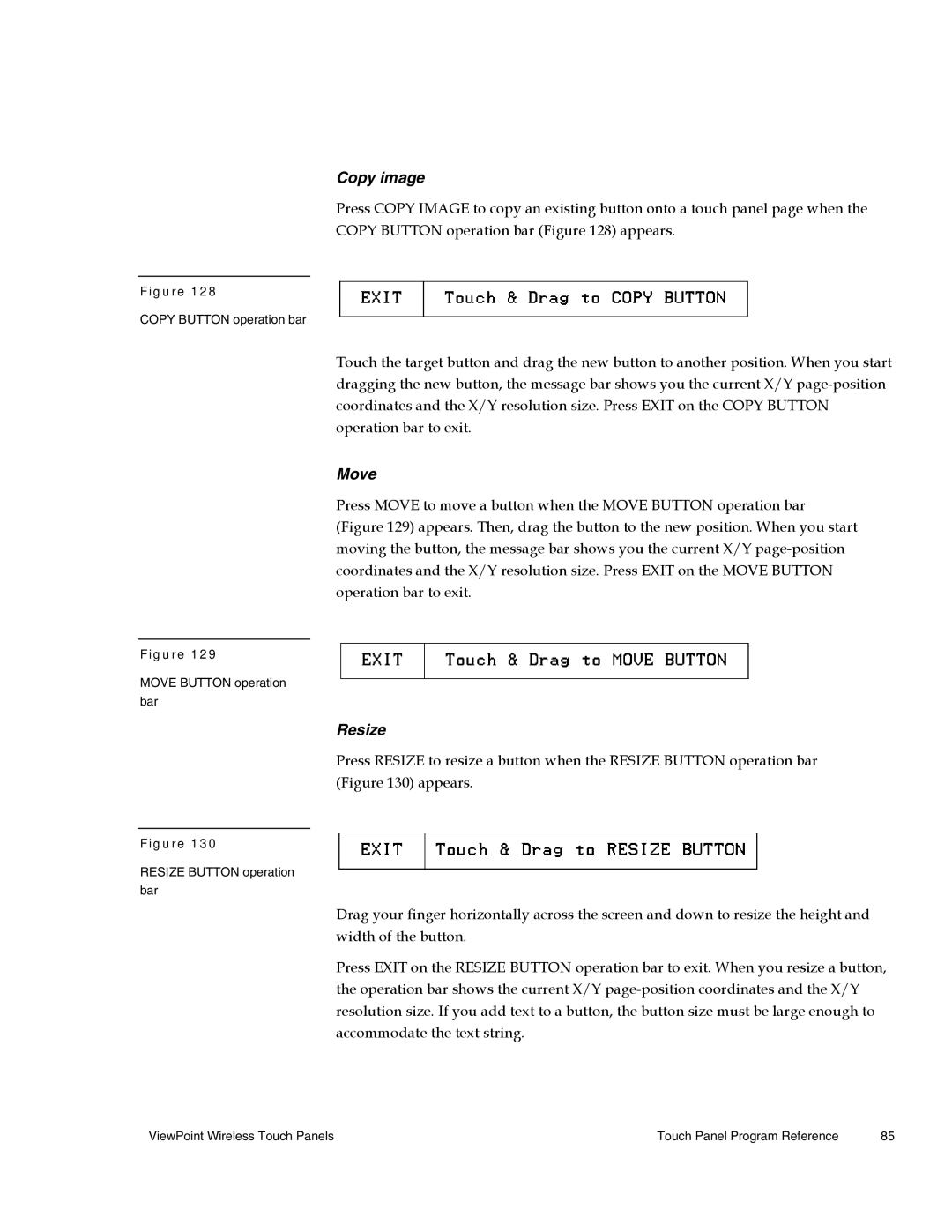 AMX Wireless Touch Panels (Wave Server) instruction manual Copy image, Move, Resize 