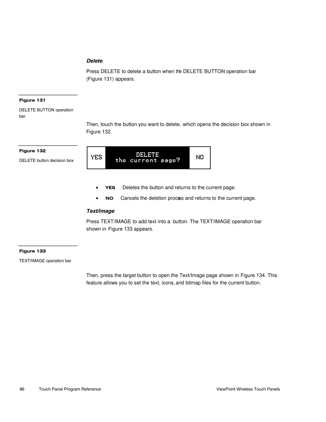 AMX Wireless Touch Panels (Wave Server) instruction manual Delete, Text/image 