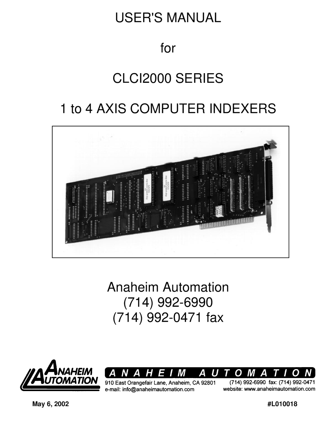 Anaheim user manual CLCI2000 Series 