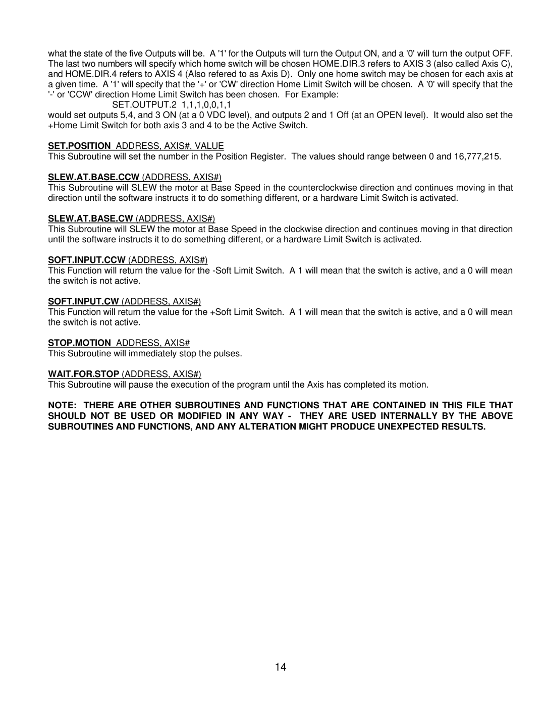 Anaheim CLCI2000 user manual Slew.At.Base.Ccw Address, Axis#, Slew.At.Base.Cw Address, Axis# 