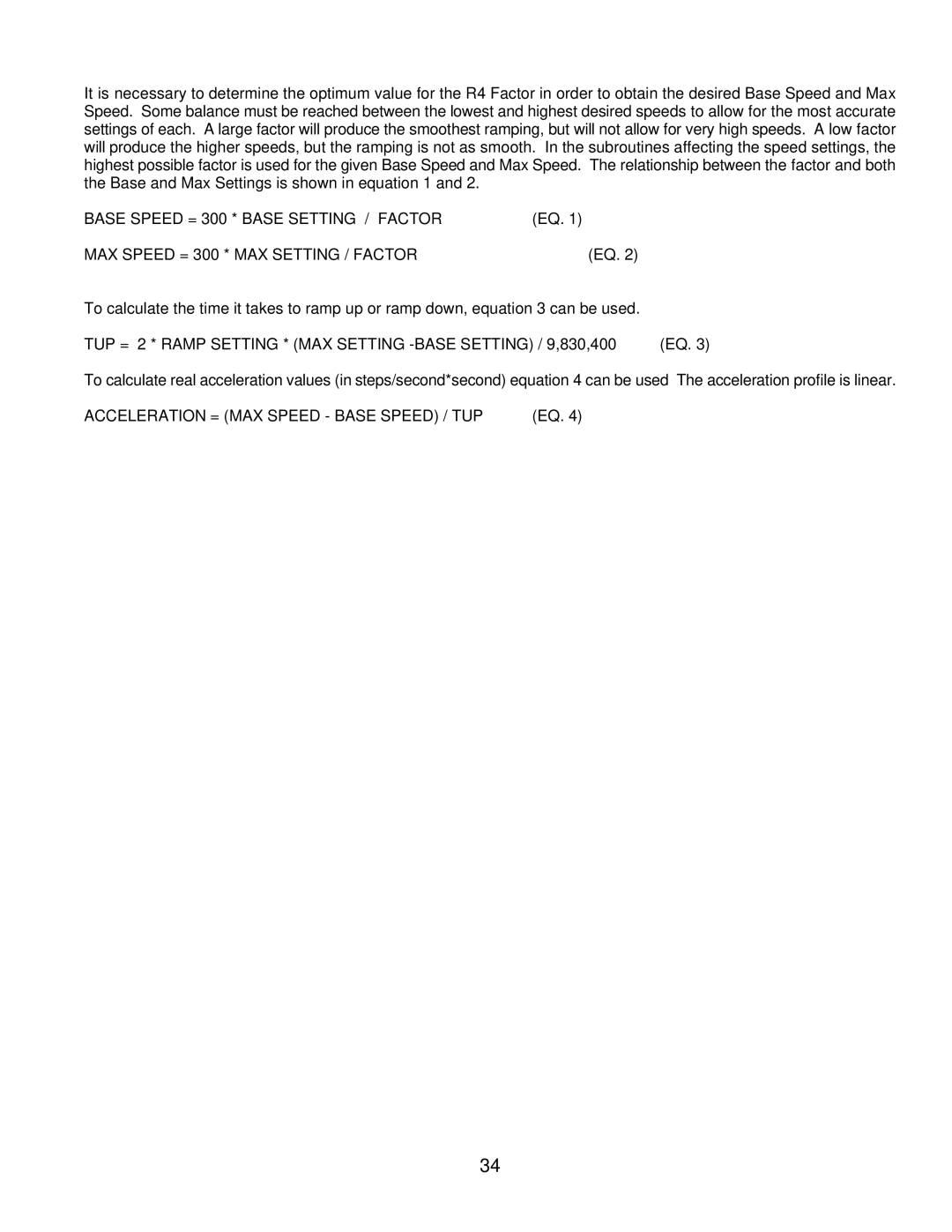 Anaheim CLCI2000 user manual Acceleration = MAX Speed Base Speed / TUP 