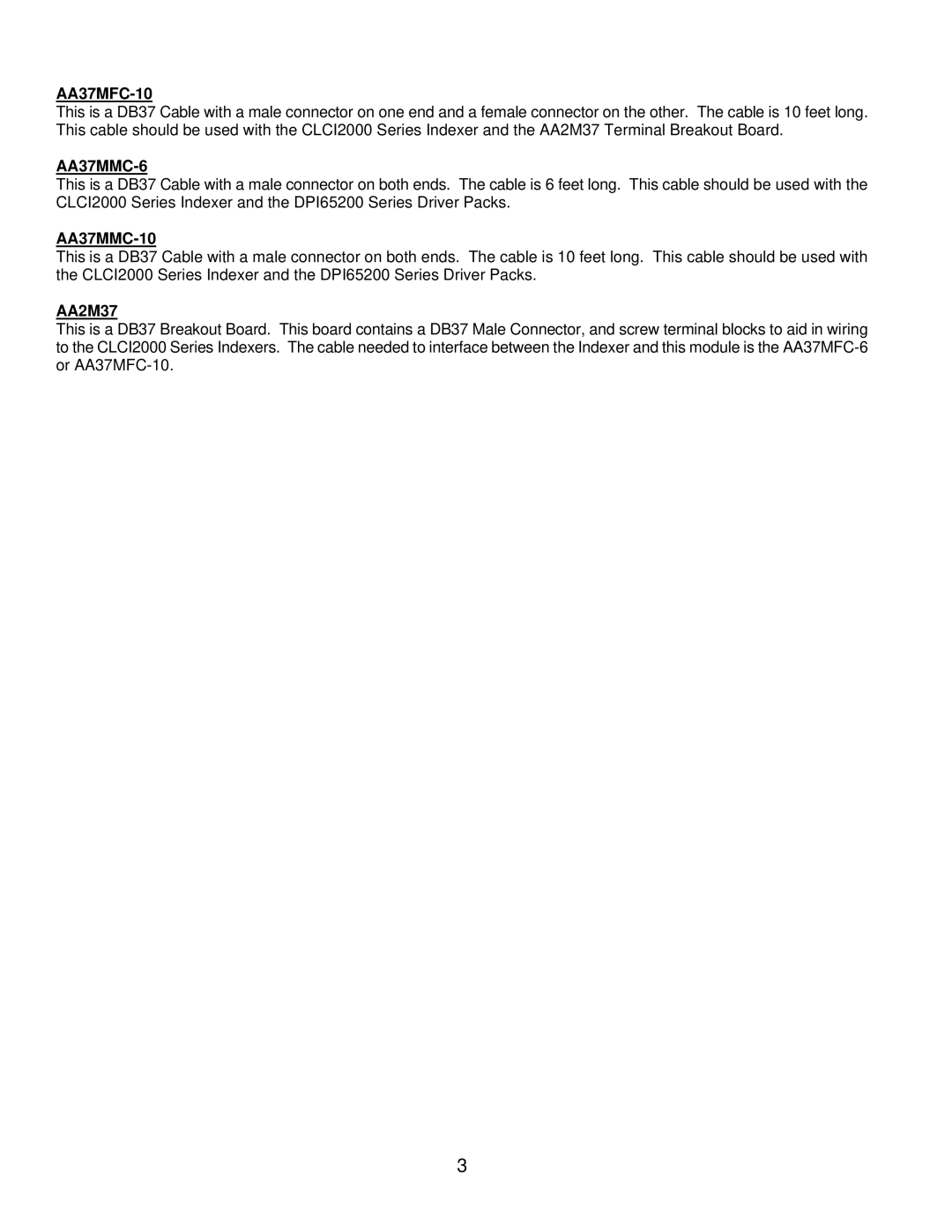 Anaheim CLCI2000 user manual AA37MFC-10, AA37MMC-6, AA37MMC-10, AA2M37 