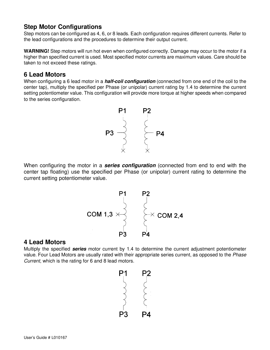 Anaheim DPG10003-01, DPG10002-01, DPG1004-01 manual Step Motor Configurations, Lead Motors 