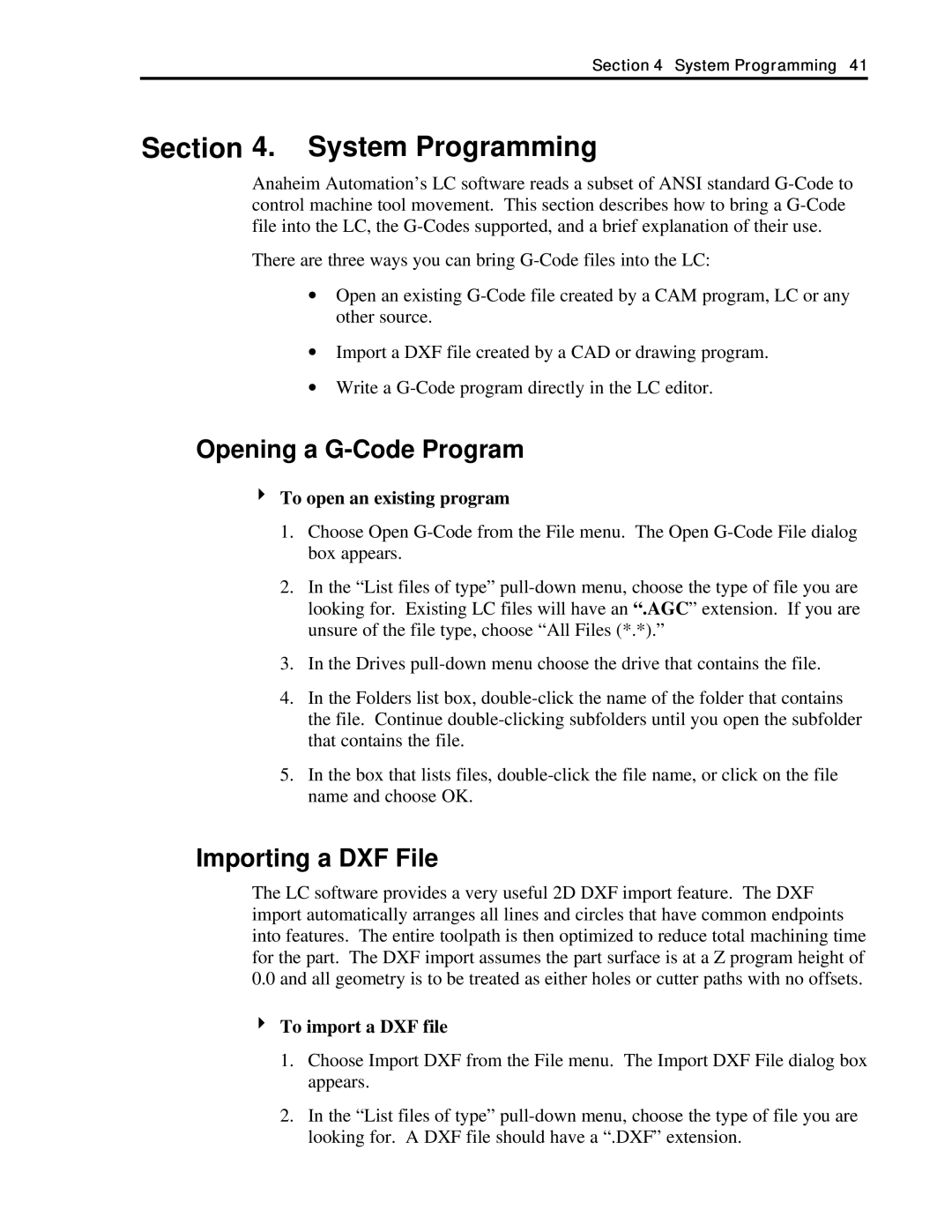 Anaheim DPJ72LC3 manual Opening a G-Code Program, Importing a DXF File, To open an existing program, To import a DXF file 