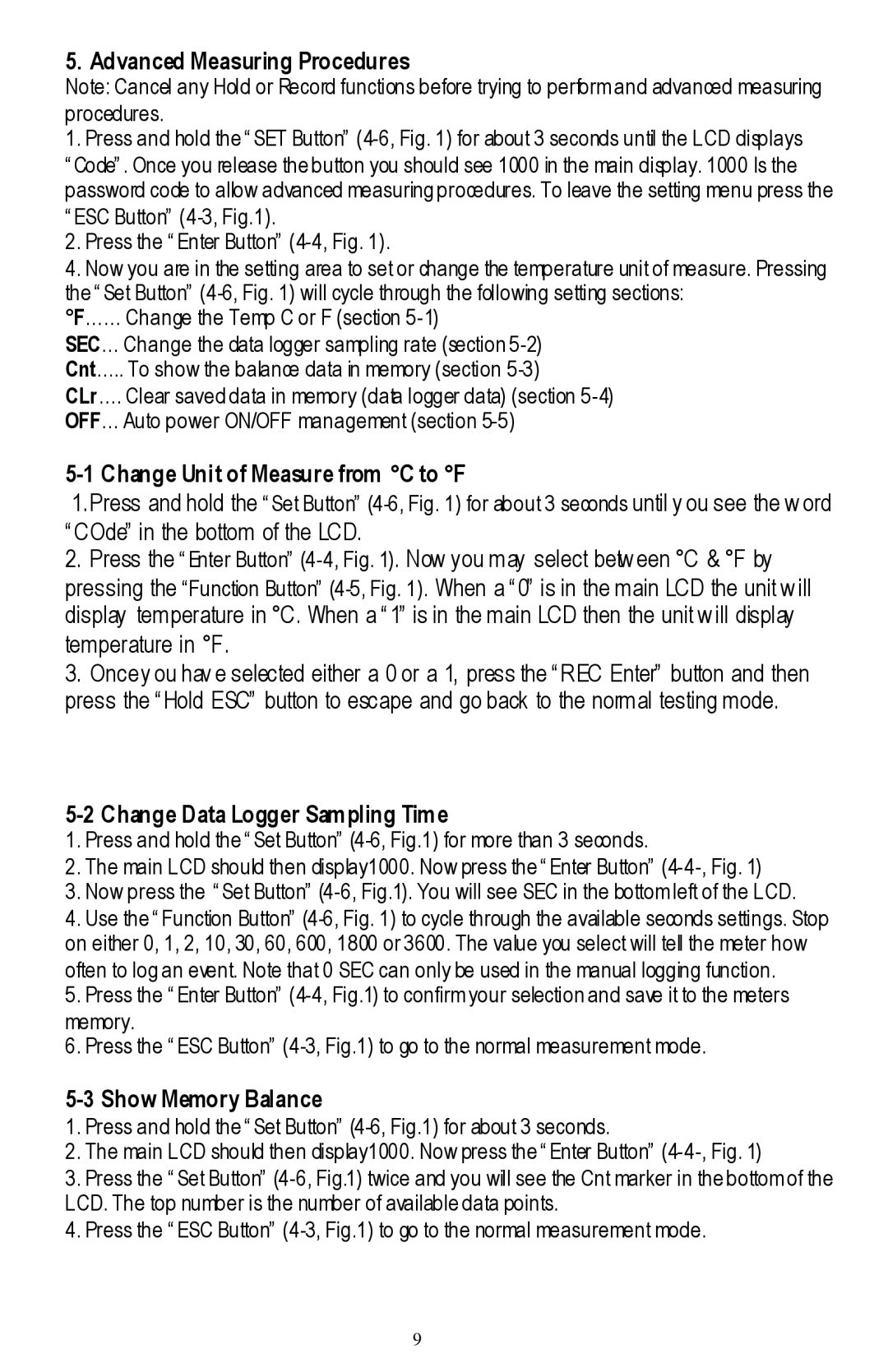 Anaheim H300 Advanced Measuring Procedures, Change Unit of Measure from C to F, Change Data Logger Sampling Tim e 