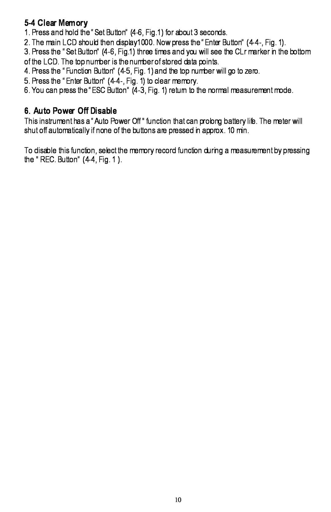 Anaheim H300 instruction manual 5-4Clear Mem ory, Auto Power Off Disable 