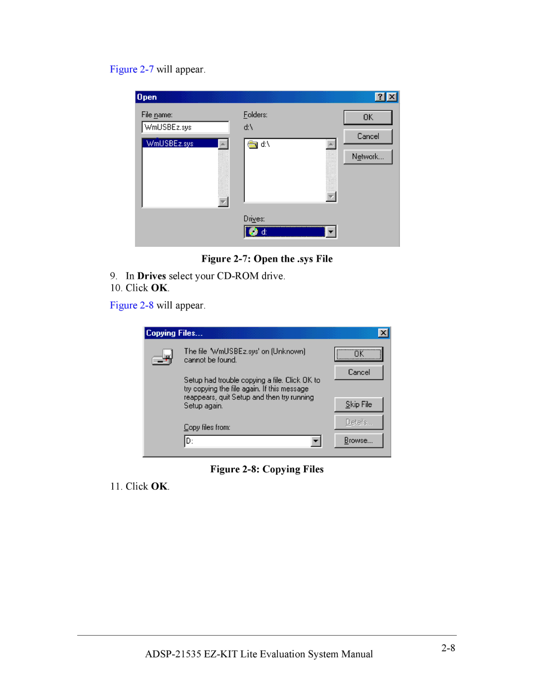 Analog Devices ADSP-21535 E-KIT LITE, 82-0000603-01 system manual Open the .sys File 