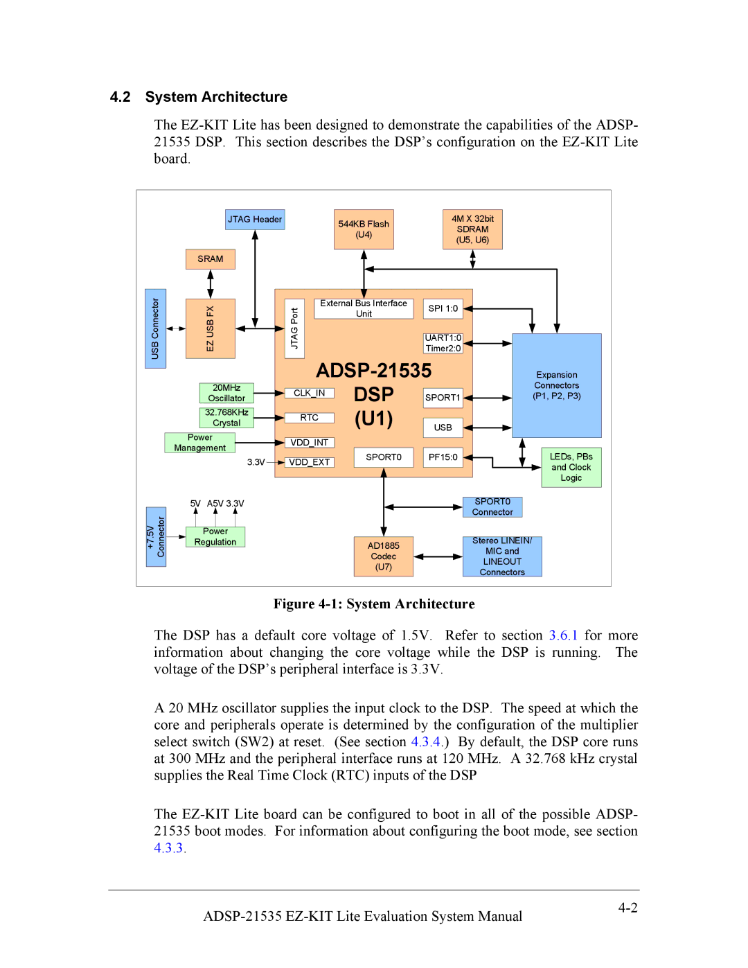 Analog Devices 82-0000603-01, ADSP-21535 E-KIT LITE system manual Dsp, System Architecture 