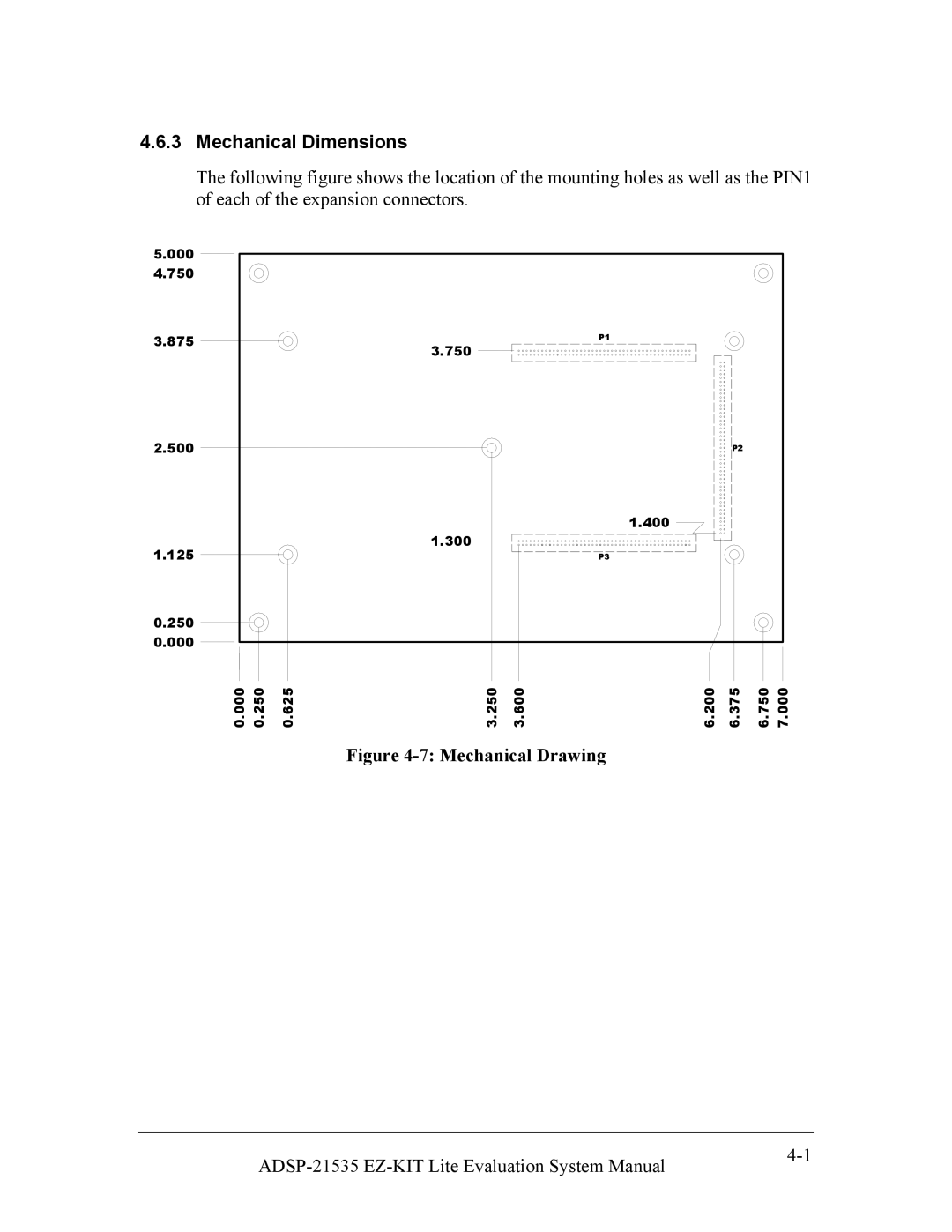 Analog Devices 82-0000603-01, ADSP-21535 E-KIT LITE system manual Mechanical Dimensions, Mechanical Drawing 