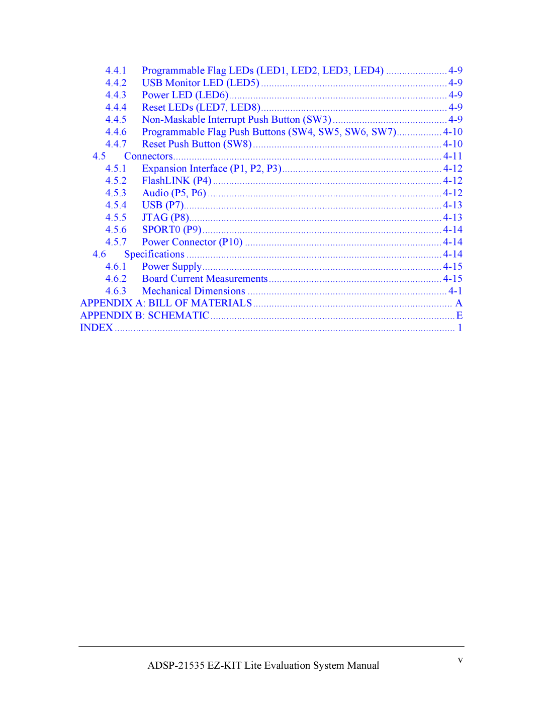 Analog Devices ADSP-21535 E-KIT LITE, 82-0000603-01 system manual Index 