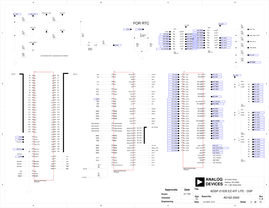 Analog Devices ADSP-21535 E-KIT LITE, 82-0000603-01 system manual For RTC 