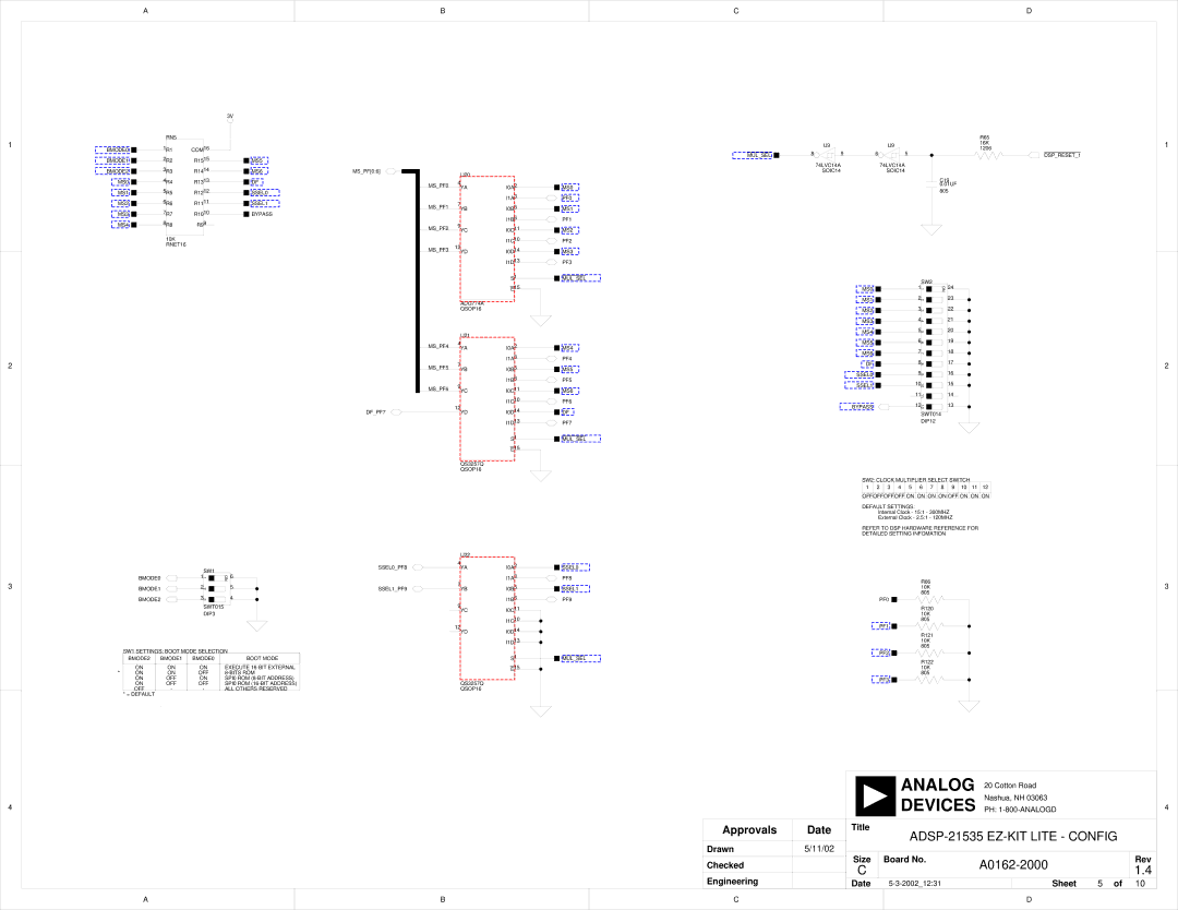 Analog Devices 82-0000603-01, ADSP-21535 E-KIT LITE system manual ADSP-21535 EZ-KIT Lite Config 