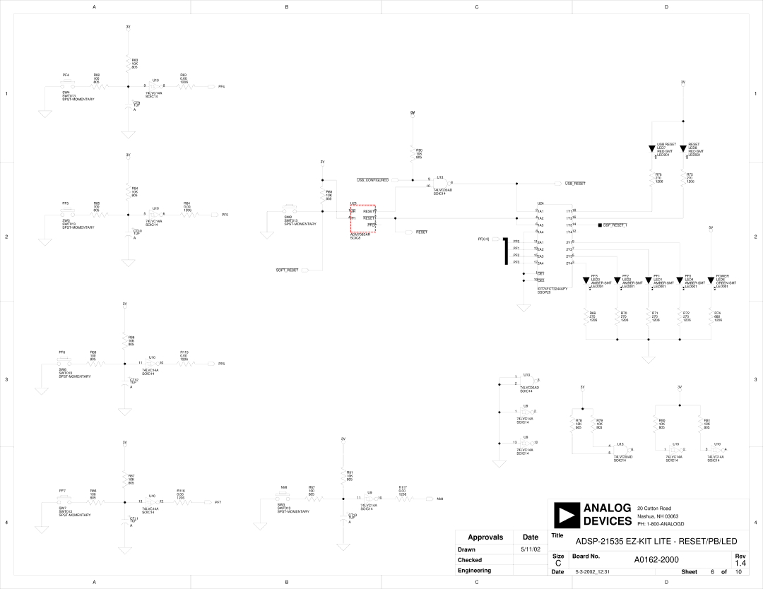 Analog Devices ADSP-21535 E-KIT LITE, 82-0000603-01 system manual Analog 