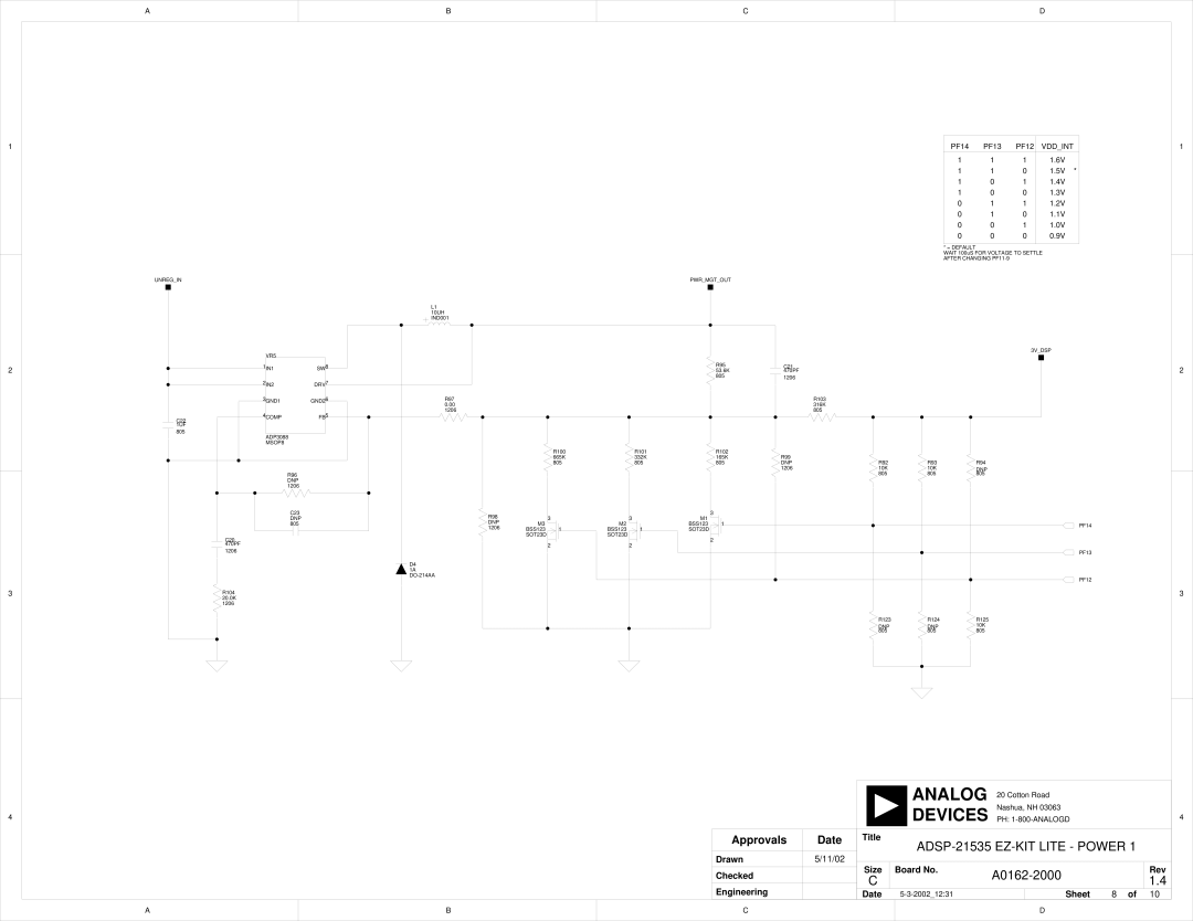 Analog Devices ADSP-21535 E-KIT LITE, 82-0000603-01 system manual ADSP-21535 EZ-KIT Lite Power 