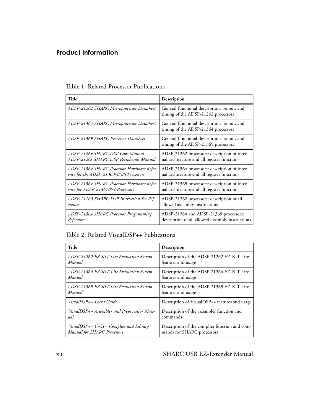 Analog Devices 82-000197-01 manual Product Information, Related Processor Publications 