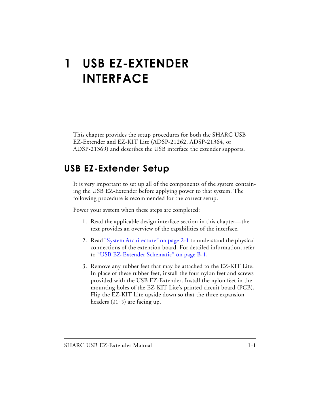 Analog Devices 82-000197-01 manual USB EZ-EXTENDER Interface, USB EZ-Extender Setup 