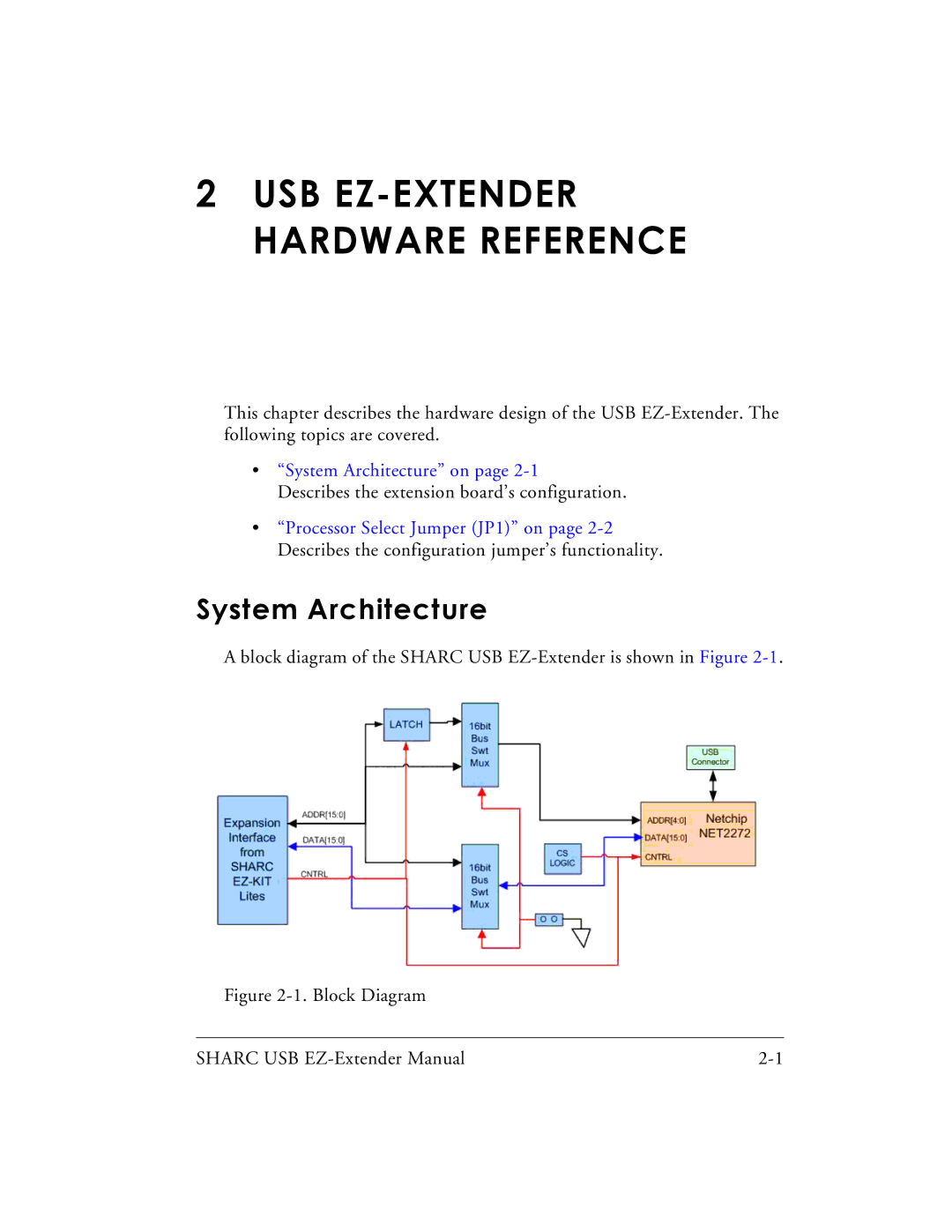 Analog Devices 82-000197-01 manual USB EZ-EXTENDER Hardware Reference, System Architecture 