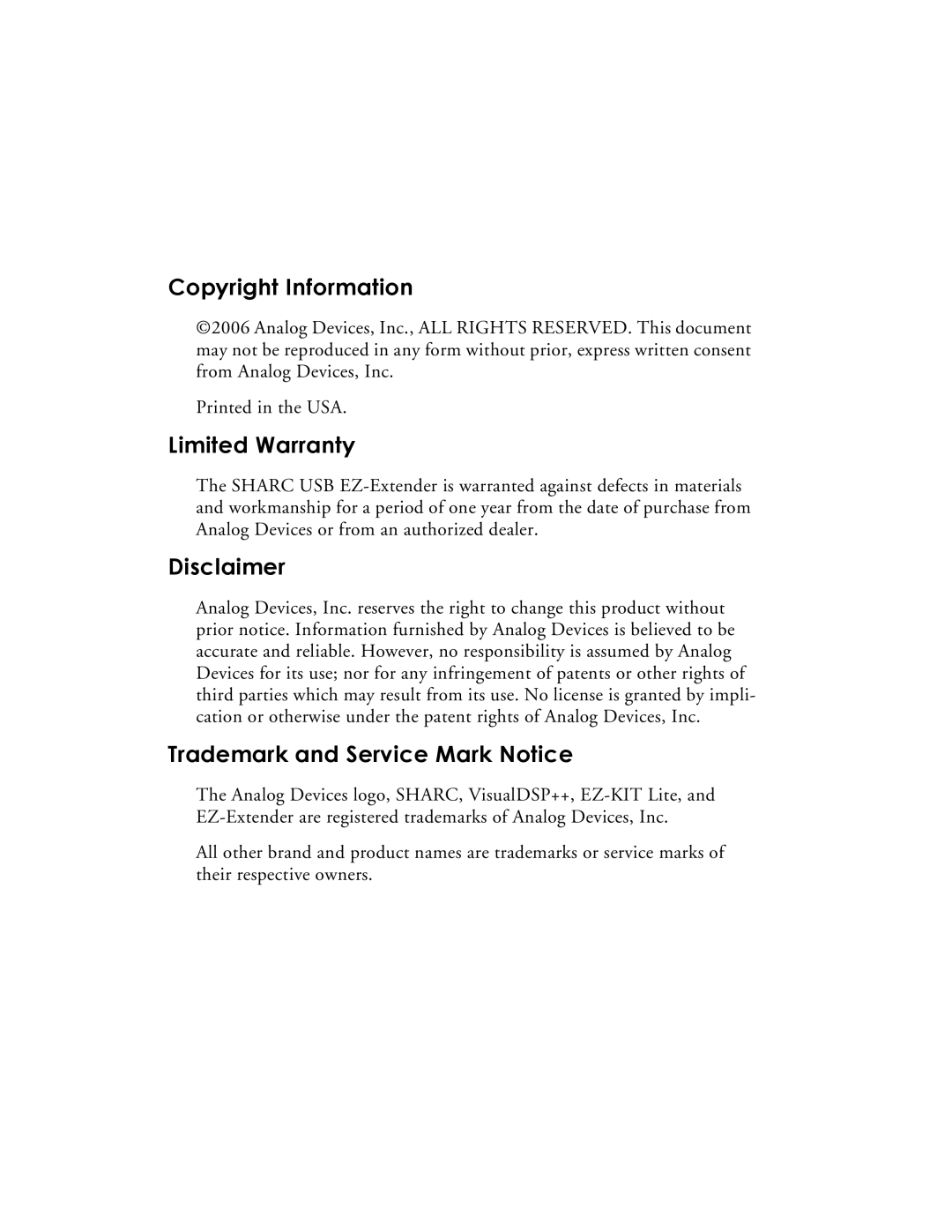 Analog Devices 82-000197-01 manual Copyright Information 