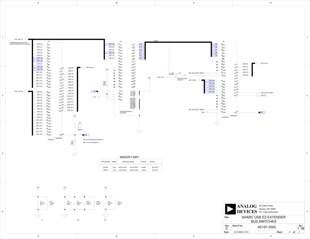 Analog Devices 82-000197-01 manual Sharc USB EZ-EXTENDER BUS Switches 