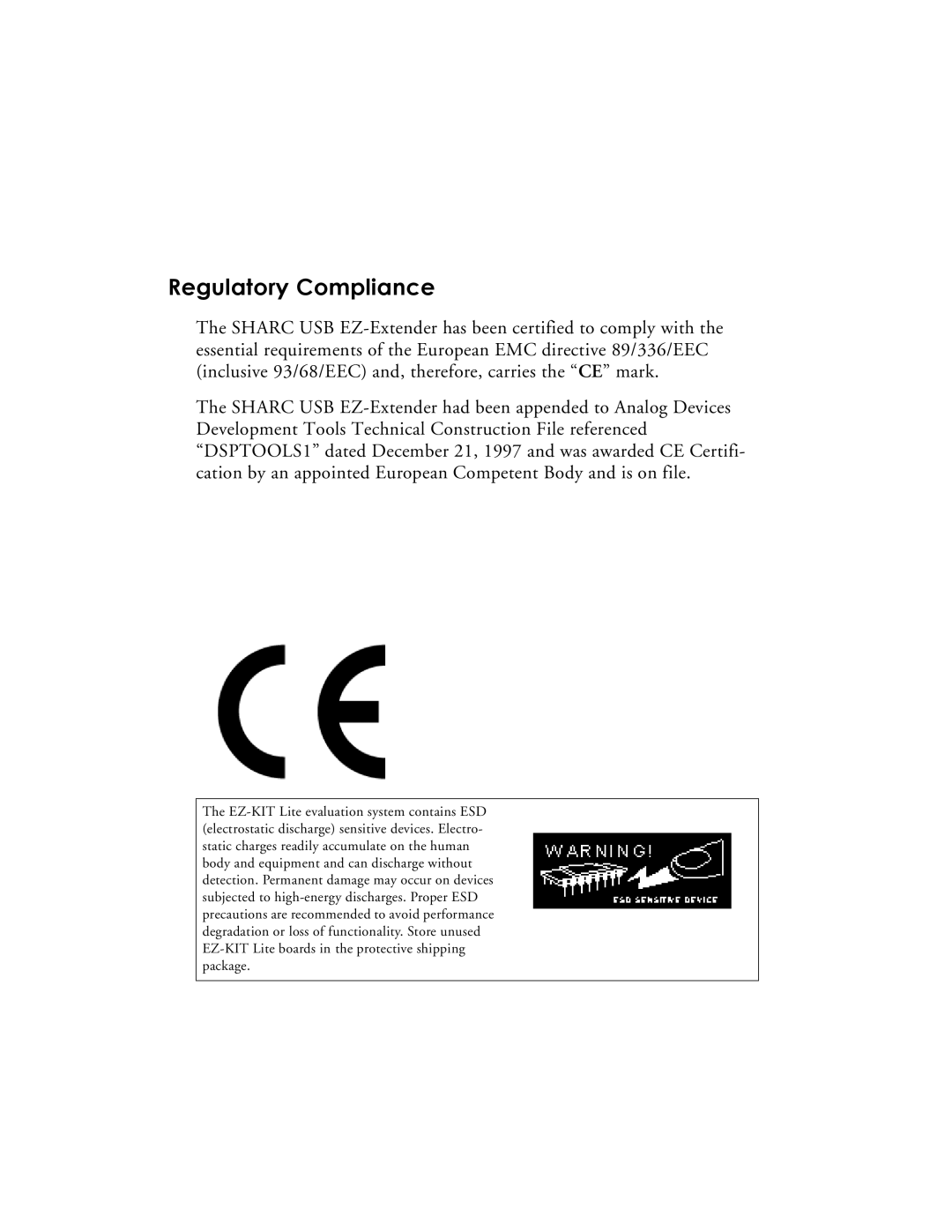 Analog Devices 82-000197-01 manual Regulatory Compliance 