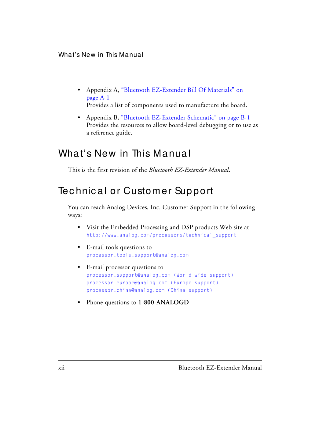 Analog Devices 82-000218-01 manual What’s New in This Manual, Technical or Customer Support 