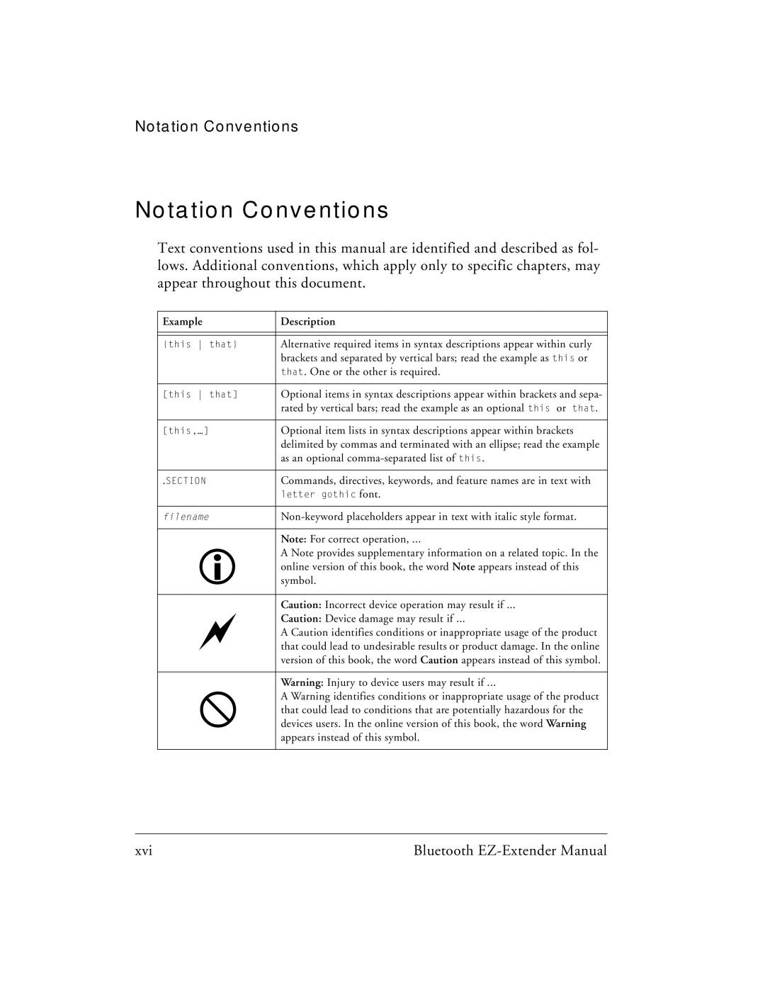 Analog Devices 82-000218-01 manual Notation Conventions, Example Description 