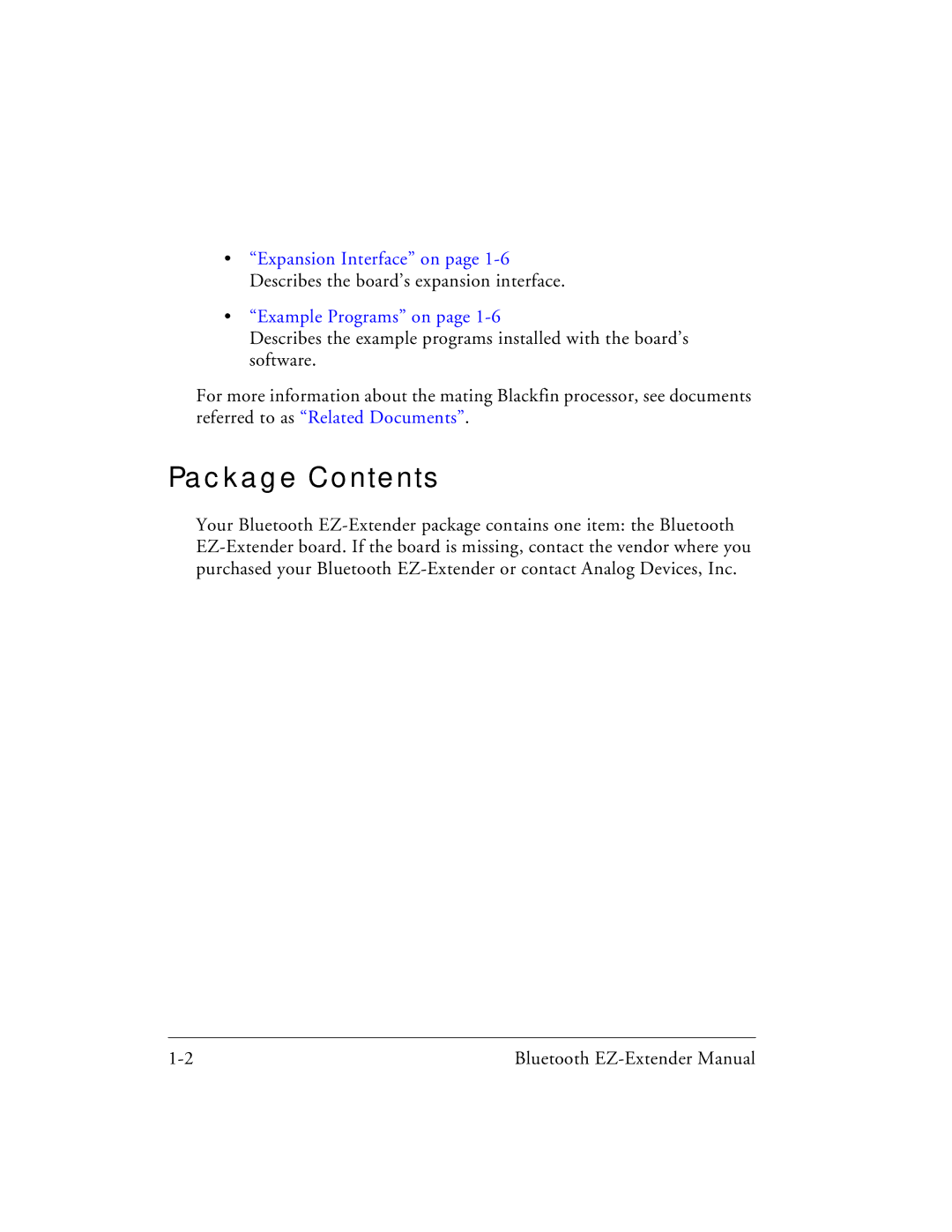 Analog Devices 82-000218-01 manual Package Contents 