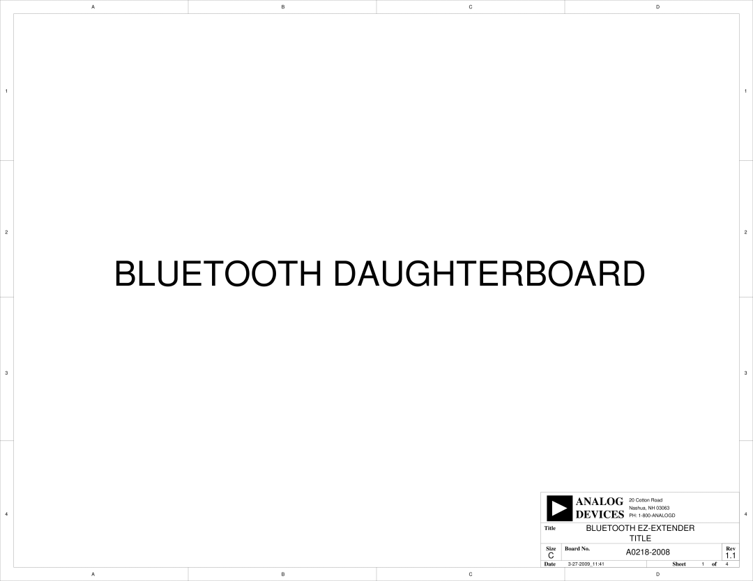 Analog Devices 82-000218-01 manual Bluetooth Daughterboard 