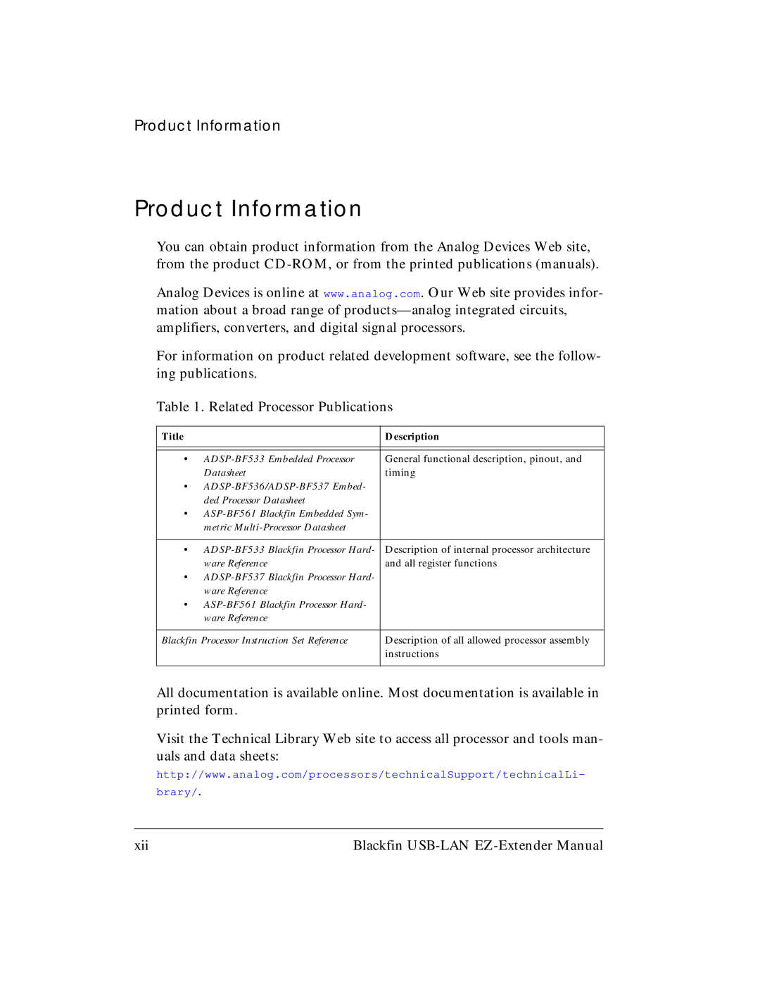 Analog Devices 82-000845-01 manual Product Information 