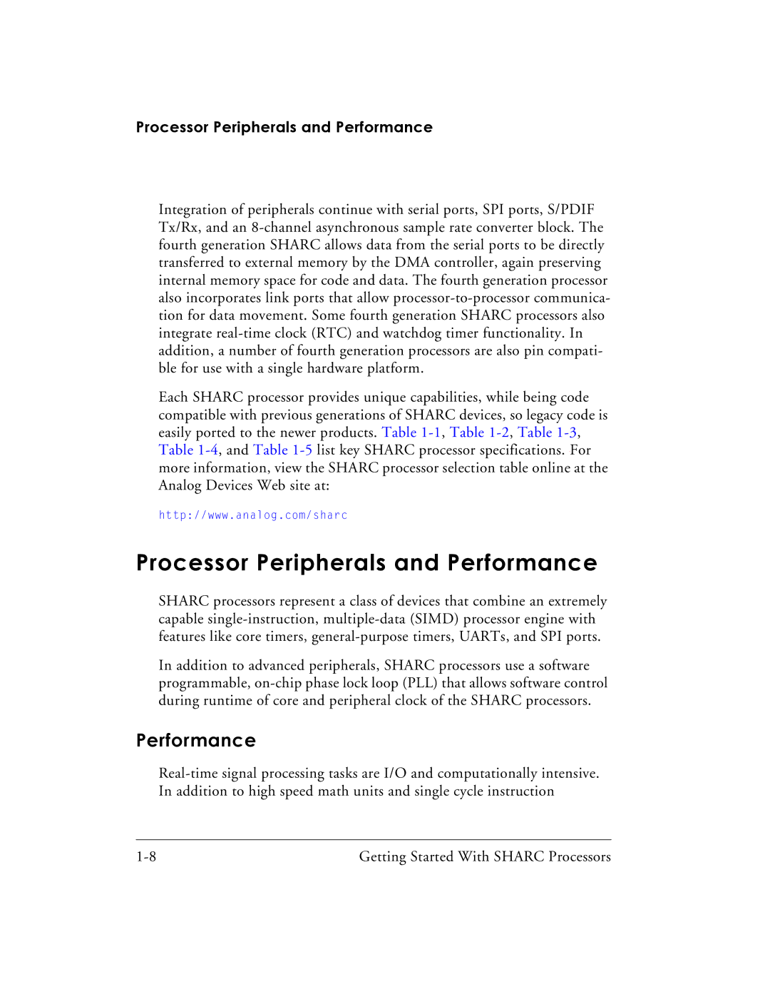 Analog Devices 82-003536-01 manual Processor Peripherals and Performance 