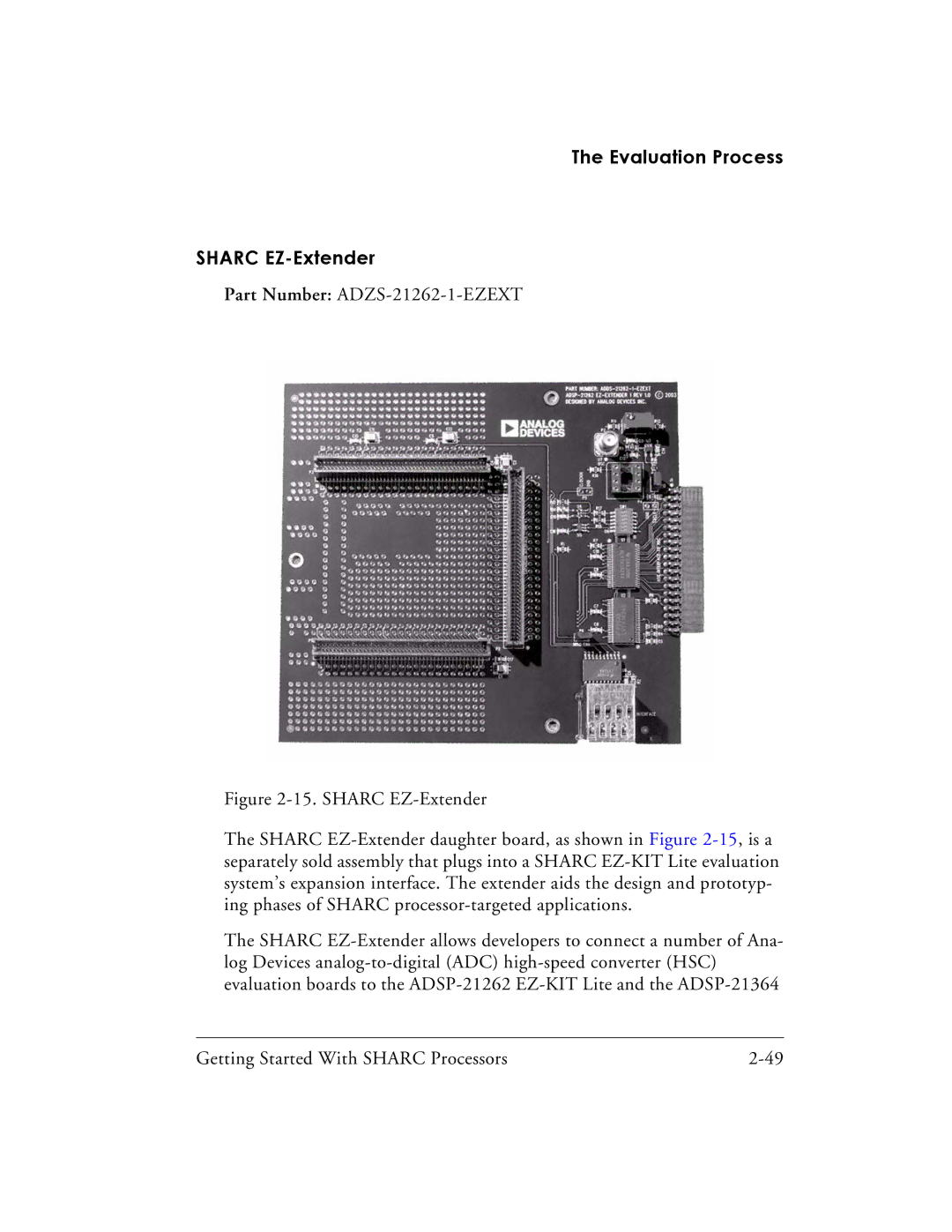 Analog Devices 82-003536-01 manual Evaluation Process Sharc EZ-Extender 