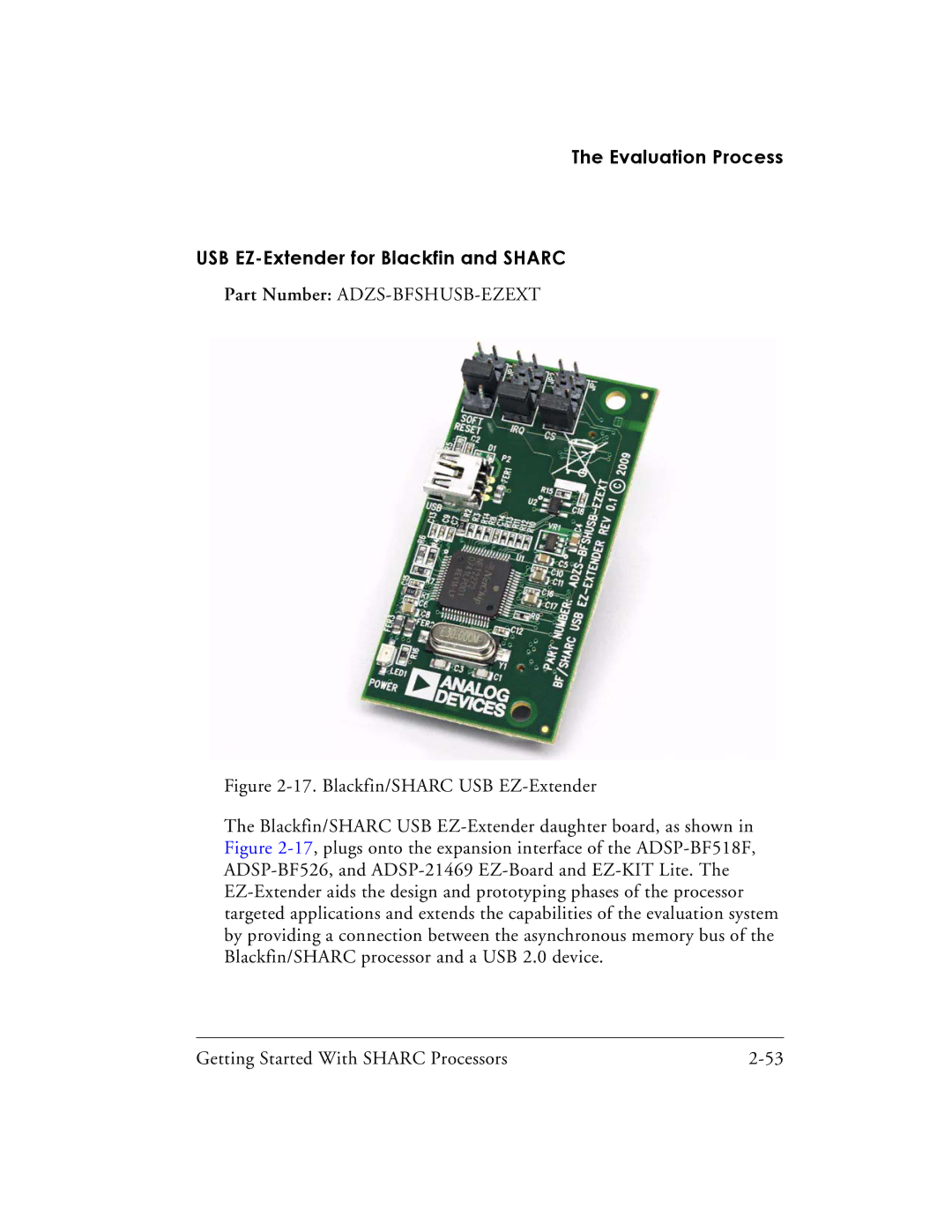 Analog Devices 82-003536-01 manual Evaluation Process USB EZ-Extender for Blackfin and Sharc 