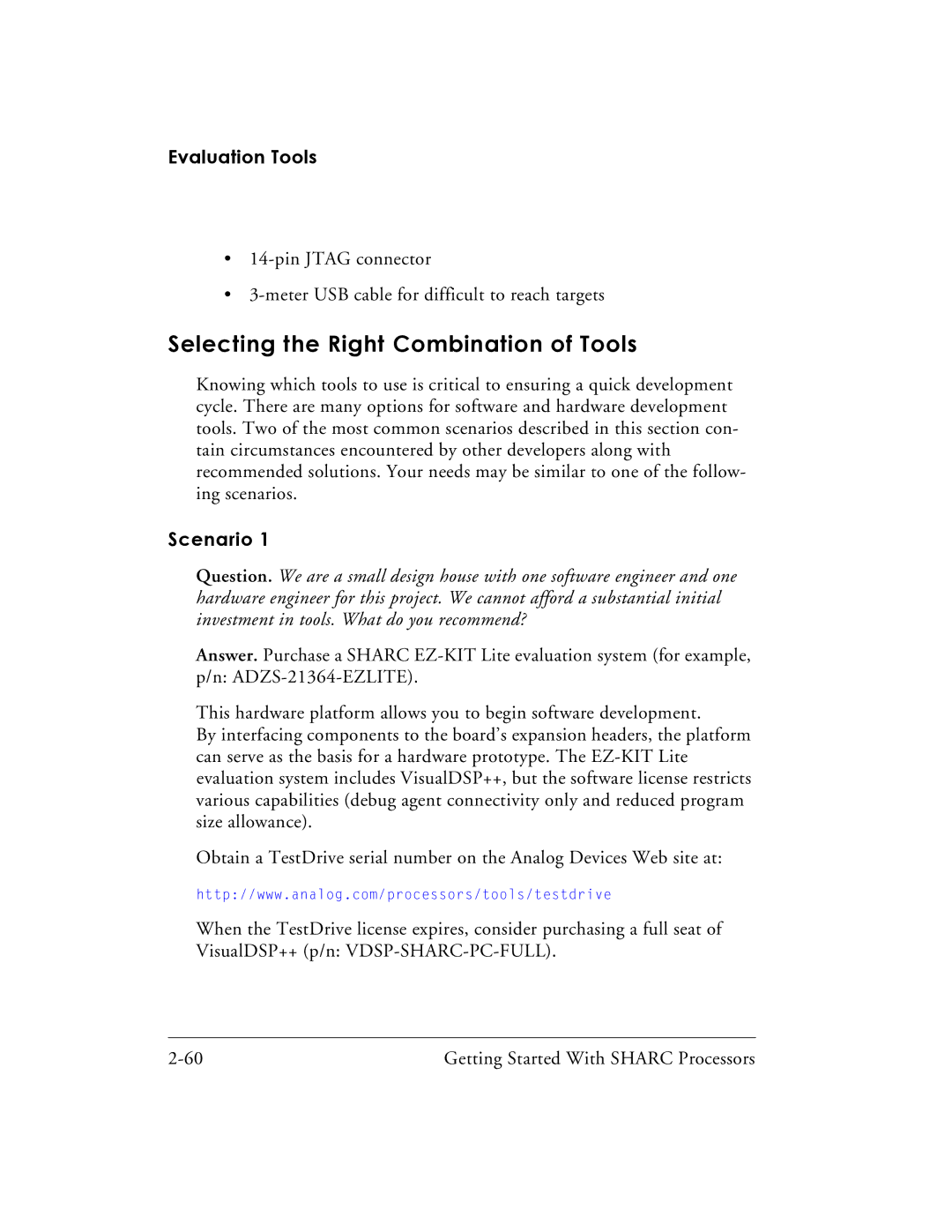 Analog Devices 82-003536-01 manual Selecting the Right Combination of Tools, Scenario 