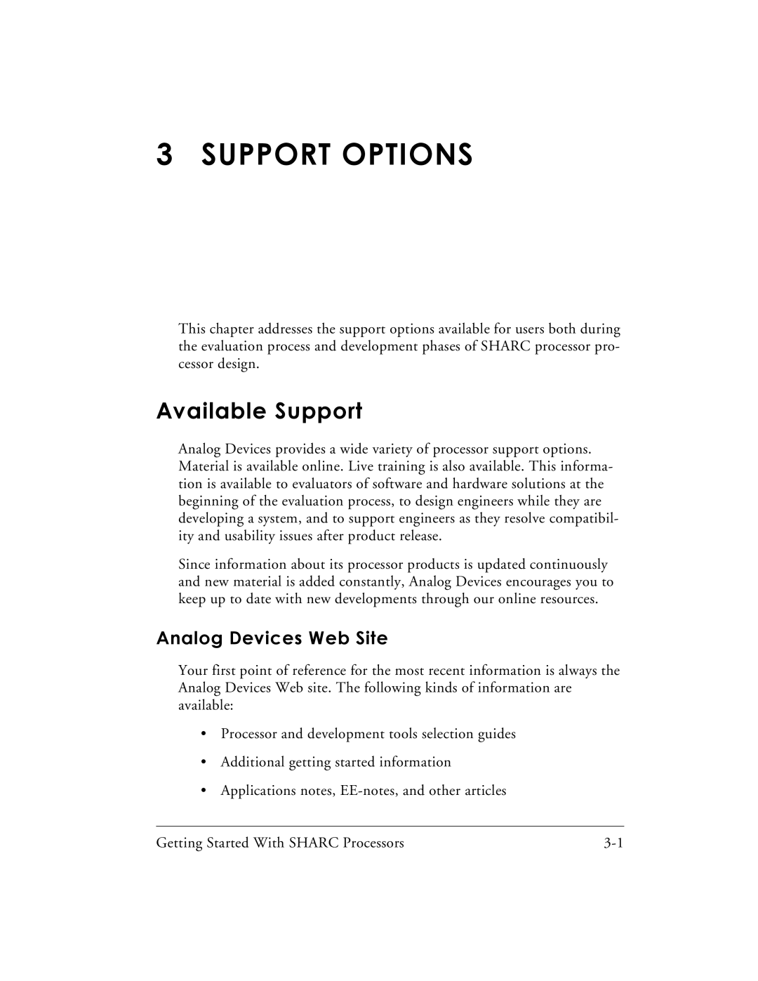 Analog Devices 82-003536-01 manual Support Options 