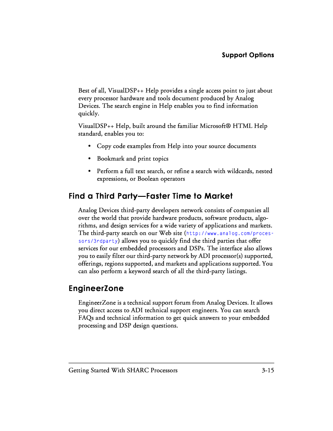 Analog Devices 82-003536-01 manual Find a Third Party-FasterTime to Market, EngineerZone, Support Options 