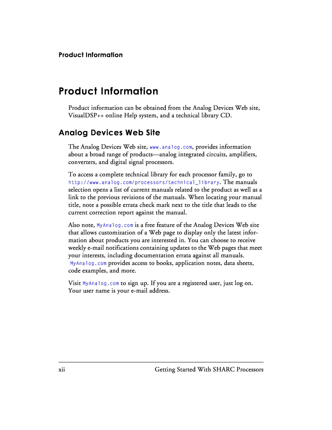 Analog Devices 82-003536-01 manual Product Information, Analog Devices Web Site 